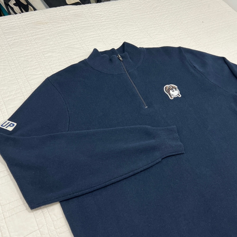 Malbon x Wheels Up Blue Quarter Zip Mens Large Performance Golf Knit Limited L